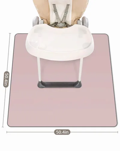 Vista 3 de Blissful Diary - Alfombrilla para debajo de la silla alta, 50.4 x 50.4 pulgadas, lavable, antideslizante, protectora contra salpicaduras, rosa claro