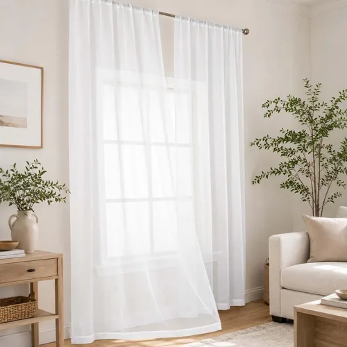 Vista 49 de OWENIE White Sheer Curtains 96 Inches Long 2 Panels for Living Room 52 Wide