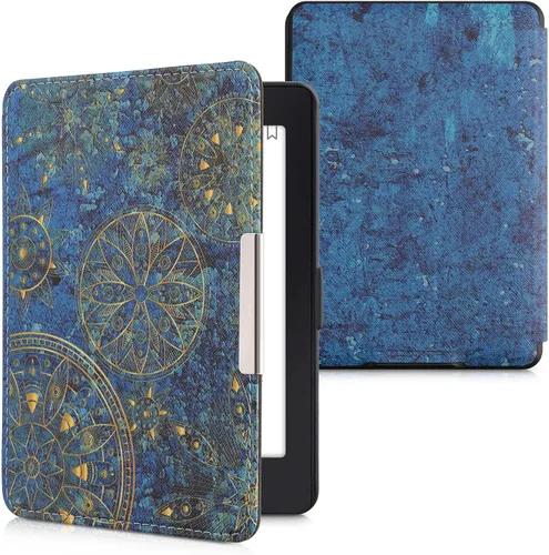 Vista 19 de kwmobile Funda compatible con Amazon Kindle PaperWhite - Funda para lector electrónico - Azul pez pequeño/azul claro/blanco