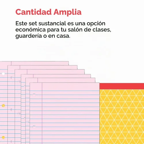 Vista 6 de School Smart Papel de relleno perforado de 3 agujeros, 8-1/2 x 11 pulgadas, rosa, 100 hojas - 087155