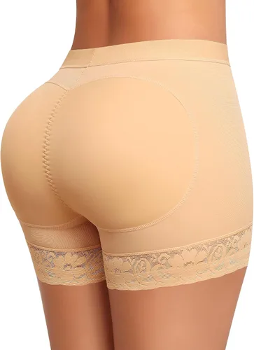 Vista 21 de DERCA Pantalones cortos acolchados de encaje con almohadillas de cadera para realzar los glúteos Beige