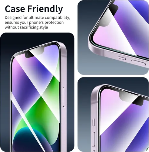 Vista 5 de 3 protectores de pantalla para iPhone 14 Plus/13 Pro Max con una ayuda de alineación de instalación, película de vidrio templado HD doble