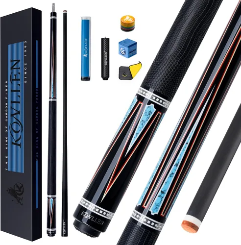 Vista 29 de KONLLEN Carbon Fiber Pool Cue 2.0 – 58" Low Deflection Performance Cue for Improved Accuracy & Consistency, 12.5mm Tip, Pro Taper
