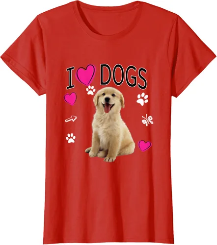 Vista 99 de Camiseta I Love Dogs - Camiseta Golden Labrador retriever, Azul Negro