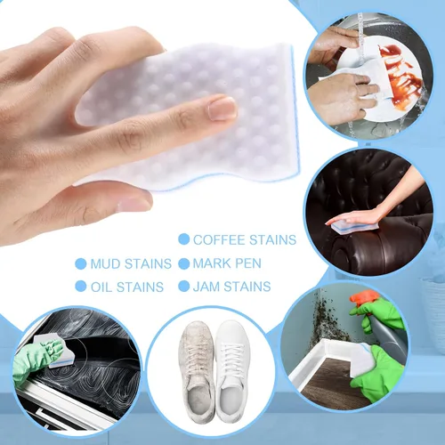 Vista 3 de SiliFine Magic - Borrador de esponja extra duradero de 3 capas de densidad, almohadillas de limpieza a granel gruesas y duraderas para baño, cocina