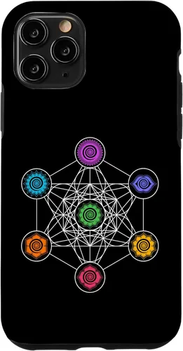 Vista 10 de iPhone 15 Metatronscube, geometría sagrada, chakra, yoga, símbolo, funda 4D