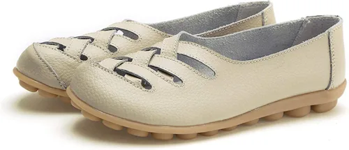 Vista 3 de VenusCelia Mocasines planos para caminar con nidos trenzados para mujer Beige