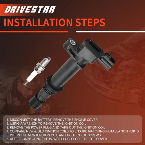 Vista 4 de 8 bobinas de encendido UF270 y 8 bujías de iridio compatibles con Dodge Dakota/Durango/Ram 1500 2000-2007, Jeep Commander/Grand Cherokee 2000