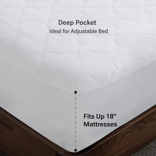 Vista 5 de Sleep Philosophy - Protector de colchón de algodón para cama individual, funda de colchón acolchada Classic Cloud, cubrecolchón natural