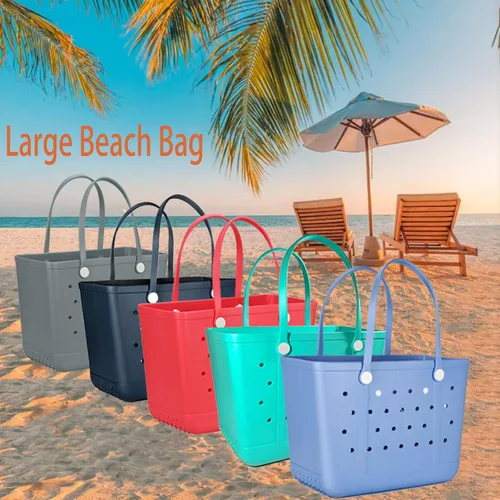 Vista 7 de Juyeesm X Large Beach Bag, Oversized Rubber Beach Bag, Washable Open Tote Bag Durable Tote Travel Bags