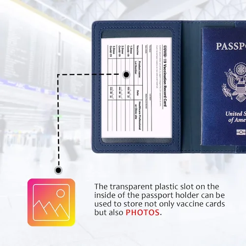 Vista 3 de TIGARI Fundas para pasaporte para pasaporte, fundas para pasaporte y vacuna, tarjetas combinadas, estuche ultra delgado para pasaporte para mujeres