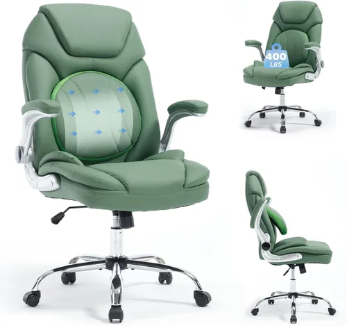 Vista 9 de Silla ergonómica de escritorio de oficina con brazos abatibles de apoyo trasero, cómoda silla de oficina ejecutiva, color negro