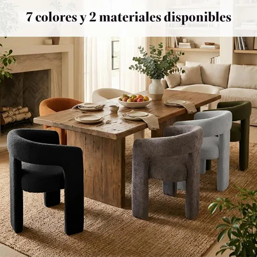 Vista 7 de Silla de Comedor Moderna de Chenille Tipo Barril Tapizada en Tela para Comedor con Brazo, Cómoda Silla Auxiliar de Acento para Cocina/Sala