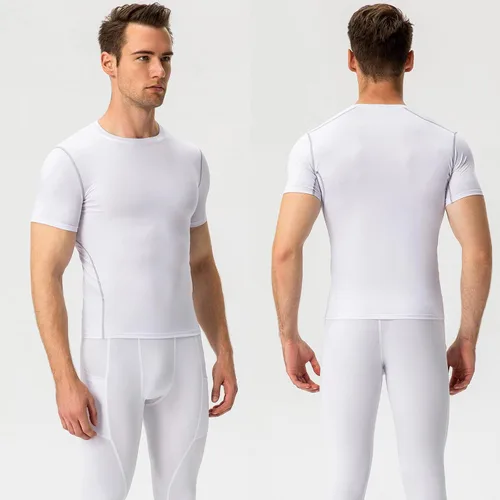 Vista 2 de SPVISE - Juego de 1 o 2 camisetas de compresión para hombre, de manga corta, para entrenamiento atlético, top para correr, camiseta fresca y activa