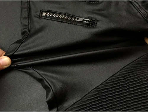 Vista 6 de Newbestyle - Pantalones de mezclilla de piel sintética con estilo para mujer