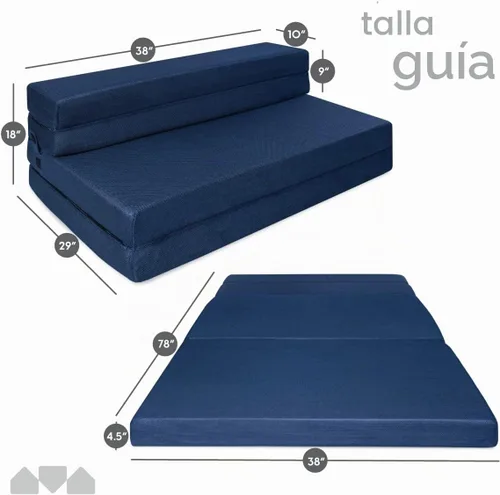 Vista 2 de Milliard Colchón triple y sofá cama para sala de estar, dormir, campamento Tamaño individual XL, silla plegable con funda lavable, sofá de suelo