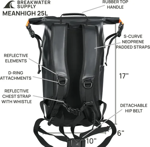 Vista 7 de Breakwater Supply Mochila impermeable Meanhigh Dry Bag de 25L y kit de primeros auxilios de supervivencia impermeable