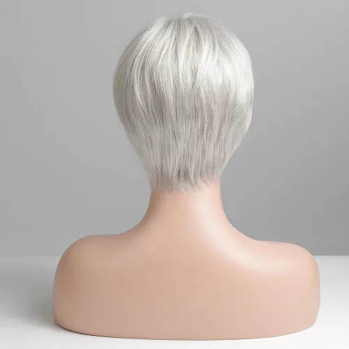 Vista 3 de FCHW - Pelucas de pelo corto para mujer, corte Pixie, pelucas brasileñas, corte Pixie para mujer, pelucas cortas con flequillo, peluca en capas