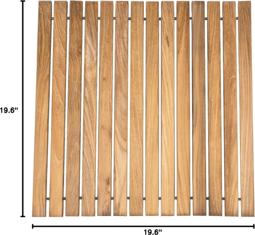Vista 9 de Nordic Teak - Tapete de Cuerda de Madera de Teca 100% Maciza - Para Uso Interior y Exterior - Plataforma de Madera Antideslizante para Sauna