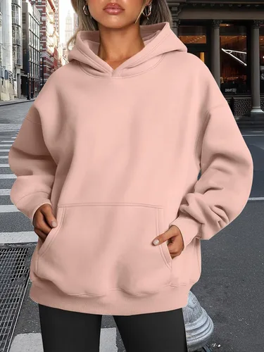 Vista 196 de Trendy Queen - Sudaderas extragrandes con capucha para mujer, suéteres de manga larga, sin botones, de vellón, de otoño, ropa de invierno