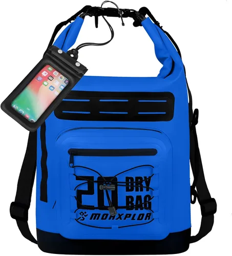 Vista 67 de MORXPLOR Bolsa seca impermeable, 5L/10L/20L/30L/40L/55L Mochila seca con funda impermeable para teléfono para natación, kayak