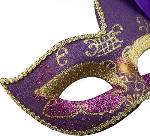 Vista 6 de Máscara de plumas para mascarada, disfraz veneciano para fiesta de Navidad.