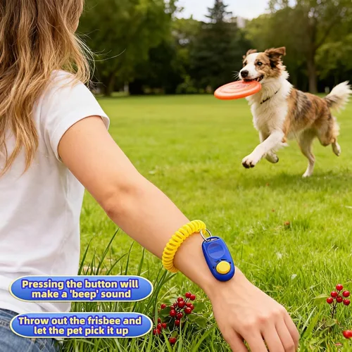 Vista 7 de BUBBLE-FLY Clicker de entrenamiento para perros con correa para la muñeca, ayuda eficaz para la obediencia para ladrar, sentarse, permanecer. Humano