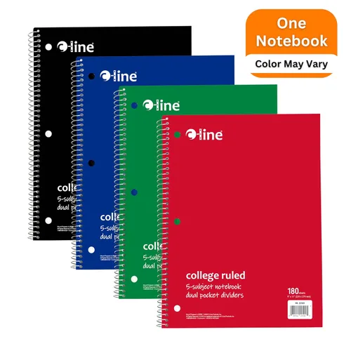 Vista 4 de C-Line Cuaderno de 5 materias, rayas anchas, 1 cuaderno, el color puede variar (22051)