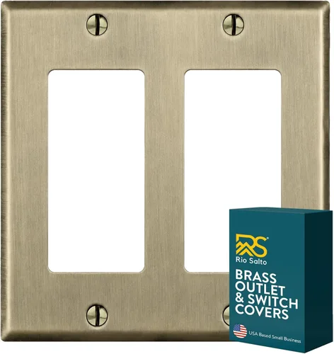 Vista 47 de Rio Salto BRASS Signature Collection MIDSIZE - Placa de pared de metal dorado para interruptor de luz o cubierta de tomacorriente, placa de pared