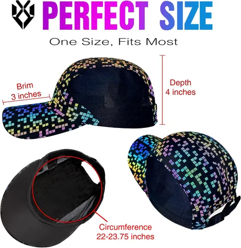 Vista 5 de XAANLVY - Gorra de béisbol holográfica original, sin estructura, ajuste relajado, de secado rápido, para mujeres y hombres, ajustable, transpirable