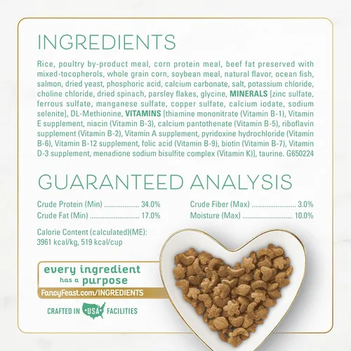 Vista 5 de Purina Fancy Feast - Alimento seco para gatos con pescado y salmón del océano (paquete de 4) bolsas de 16 onzas