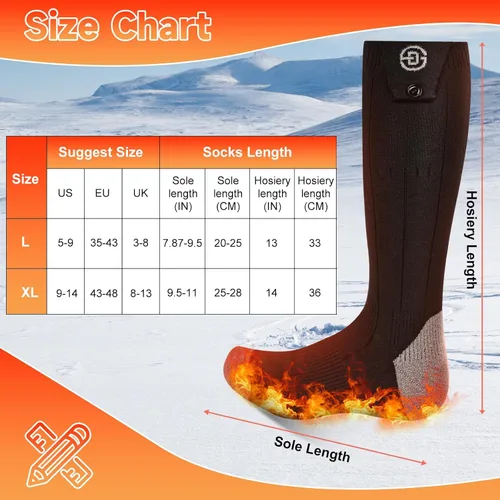 Vista 5 de Calcetines calentados para hombres y mujeres, control por aplicación, calcetines eléctricos recargables con batería de 8000 mAh*2, calcetines
