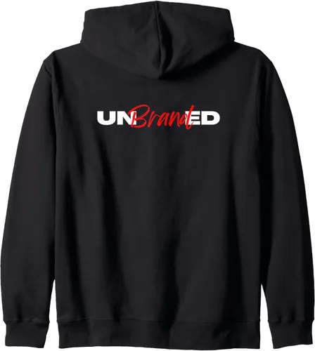 Vista 2 de UnBRANDed - Sudadera con capucha con cremallera con diseño llamativo, Negro