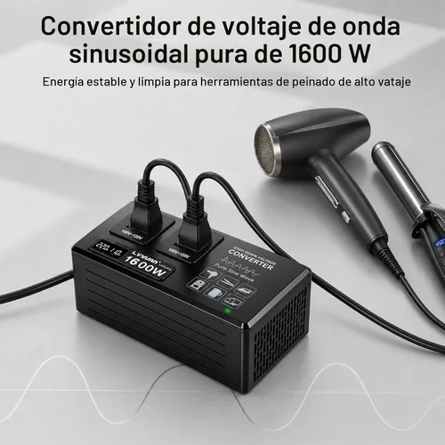 Vista 3 de LVYUAN Convertidor de voltaje reductor de onda sinusoidal pura de 1600W con Negro
