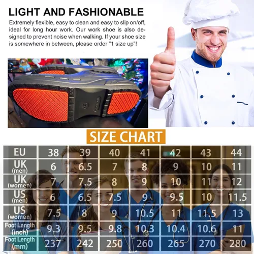 Vista 2 de Slip Resistant Work Shoes for Men and Women, Waterproof EVA Nursing Shoes and Chef Clogs, Oil-Resistant Non-Slip Food Service Footwear for Kitchen