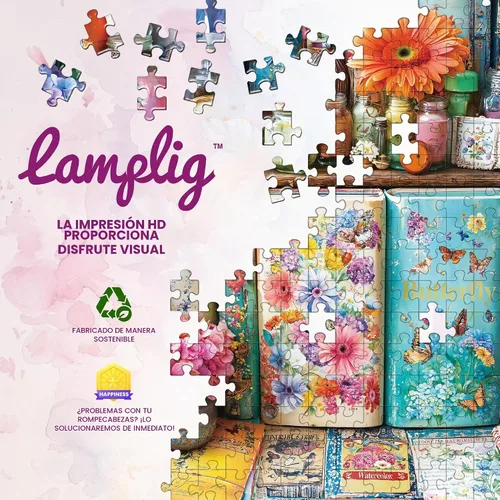 Vista 6 de Rompecabezas para adultos de 1000 piezas, rompecabezas florales de libro vibrante