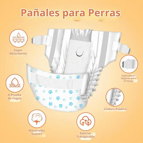 Vista 3 de Pet Soft, pañales desechables para mascotas, perros, cachorros, 12 unidades, 72 pañales, XXS- XL