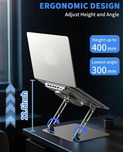 Vista 5 de SOUNDANCE Almohadilla de refrigeración para laptop con ventilador mejorado de bajo ruido y concentradores USB 3.0, enfriador ventilado para laptop