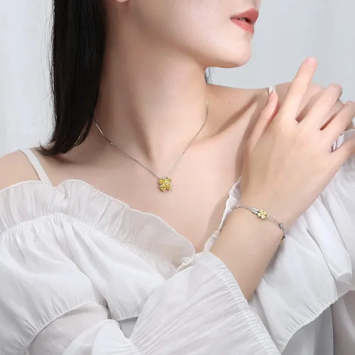 Vista 5 de Collar con colgante hecho a mano de plata de ley 925 con piedra natal colorida para mujer, trébol de cuatro hojas de la suerte, joyería de trébol