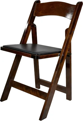 Vista 3 de Chivari Sillas plegables apilables con cómodos asientos acolchados para bodas y eventos formales (4, madera de fruta/negro)