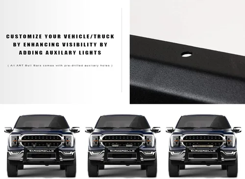 Vista 6 de Armordillo BR1 Bull Bar compatible con Chevy Silverado 2500 HD/3500 HD 2020-2023 8722381 Negro mate Protector de parachoques de acero BR1 Bull
