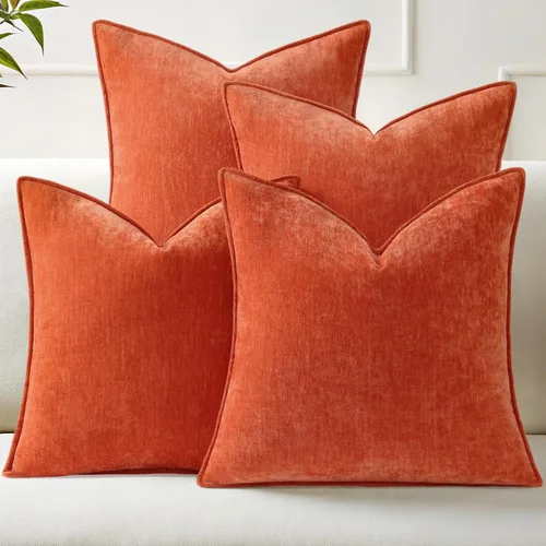 Vista 12 de decorUhome Juego de 4 fundas de almohada de verano de 18 x 18 pulgadas, fundas decorativas de felpilla neutra suave con diseño elegante para sala