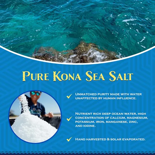 Vista 5 de Pure Kona - Recambio de sal marina profunda, 6 onzas, pura y premium, 100% sal marina profunda hawaiana Kona