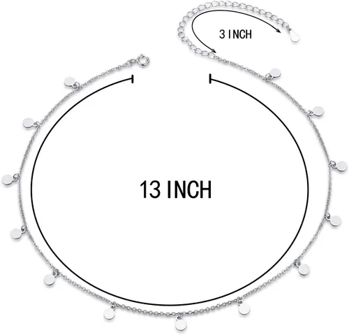 Vista 7 de Gargantilla de plata esterlina S925 con estrellas y luna, collar corto y delicado para mujer