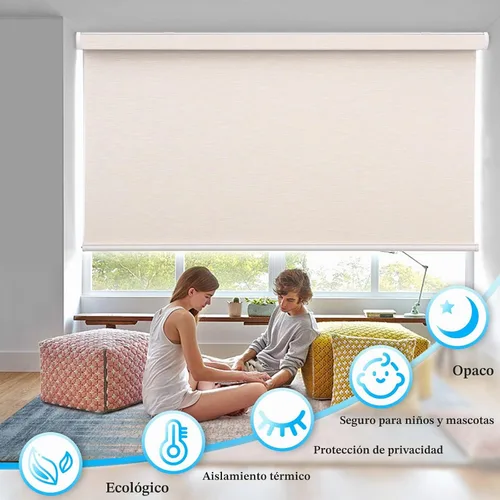 Vista 3 de MYshade Persianas enrollables opacas de tamaño personalizado para ventanas de interior, persianas enrollables sin cordones para el hogar y la beige