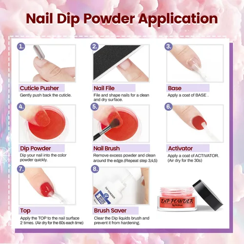 Vista 8 de OpenLive Kit de polvo de inmersión para uñas, kit de inicio de polvo de inmersión de uñas de 56 colores, secado rápido, para manicura de inmersión