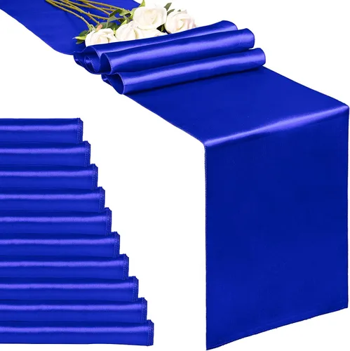Vista 14 de Paquete de 20 caminos de mesa dorados de satén de 12 x 108 pulgadas de largo para bodas, decoraciones para fiestas de cumpleaños, banquetes