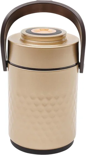 Vista 6 de Tarro de comida sellado de 67.6 onzas con tapa con asa, contenedor térmico de acero inoxidable de 3 niveles, recipiente de almuerzo de boca ancha a