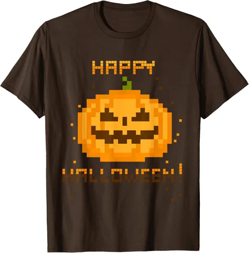 Vista 7 de GAMER Pixel Jack-O-Lantern – Disfraz para Halloween de vídeo playera, Plateado