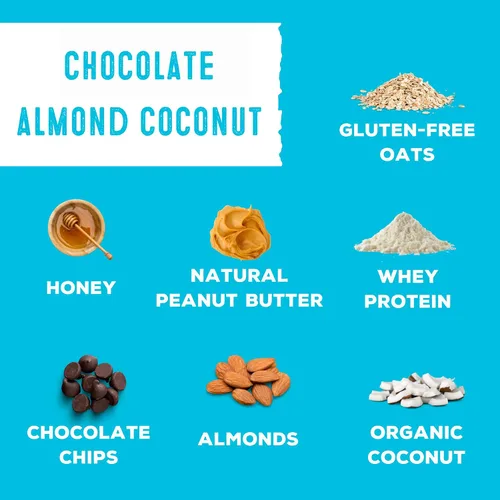 Vista 6 de simplyFUEL - Bolas de proteína de alimentos integrales con probióticos, bocadillos de chocolate y almendras y coco, 0.28 oz de proteína, bolas